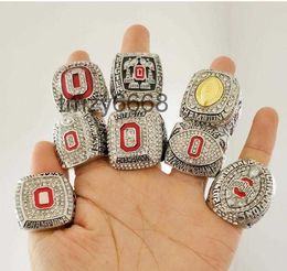 8 pièces Ohio State Buckeyes Champion National Championnat Bague Ensemble Solide Hommes Fan Cadeau D'anniversaire En Gros Livraison Directe OJGV