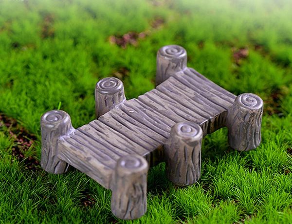 8pcs rétro Bridge en bois ornement de fée jardin miniature artisanat terrarium figurines baisson outil de poupée de poupée accessoires de maison 4928752