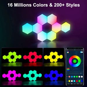 8 pièces RGB LED hexagone lumière Bluetooth intérieur applique murale APP télécommande veilleuse ordinateur salle de jeux décoration chambre chevet