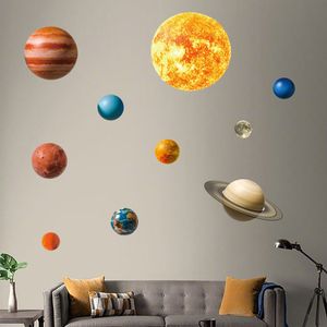 8 pièces/ensemble 8 planète système solaire Stickers muraux planètes lumineuses foncé Fluorescent décalcomanies espace planètes enfants chambre décor autocollants