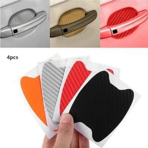 8 unids/set textura de fibra de carbono manija de la puerta del coche taza protector contra arañazos pegatinas Exterior impermeable Auto puerta pegatina para cuenco