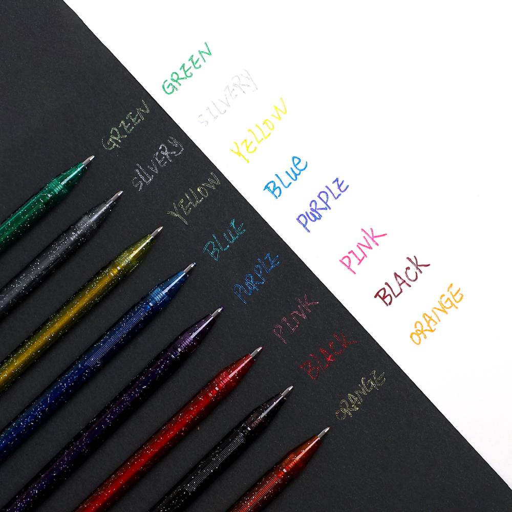 8pcs/set الإبداع Custom Flash Pen Sketch Marker Pen Journal Pen Metal Marker Kawaii School Supplies