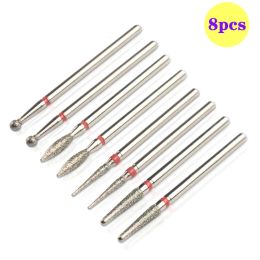 8pcs/set Diamond Talad Drill Bit Rotery Rotters Electric Freshing para Pedicure Manicure Archivos Cutícula Burr Accesorios de herramientas de uñas