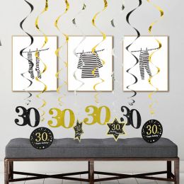 8pcs/set Hanging Swirls Ceiling Decor Happy Birthday Swirl Banners for 18 21 30 40 50 60 Birthday Anniversary Party Decorations