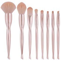 8 stks / set Make-upborstels Set met PU Bag Plating Handvat Professionele Make Borstels Shadow Wenkbrauw Poeder Make-up Borstel Comestic Tool HAA286