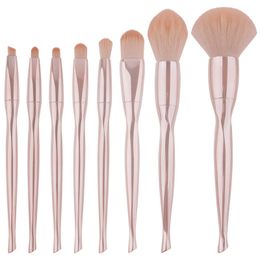 8 stks / set Make-upborstels Set met PU Bag Plating Handvat Professionele Make-up Borstels Shadow Eyebrow Powder Make Up Brush Comestic Tool