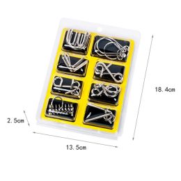8PCS / Set Metal Montessori Puzzle Wire IQ Mind Brain Taser Puzzles Adults Interactive Game Relakever
