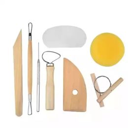 Kit d'outils de poterie réutilisables, bricolage, travail manuel à domicile, Sculpture en argile, moulage de céramique, outils de dessin, vente en gros, 8 pièces/ensemble