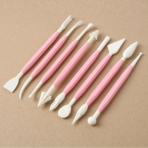 8pcs / ensemble Sculpture Modélisation du sucre Cutter Cutter Smoother Polymer Moule Fondant Fleur de gomme de gomme DÉCORATION COLLE D'outils