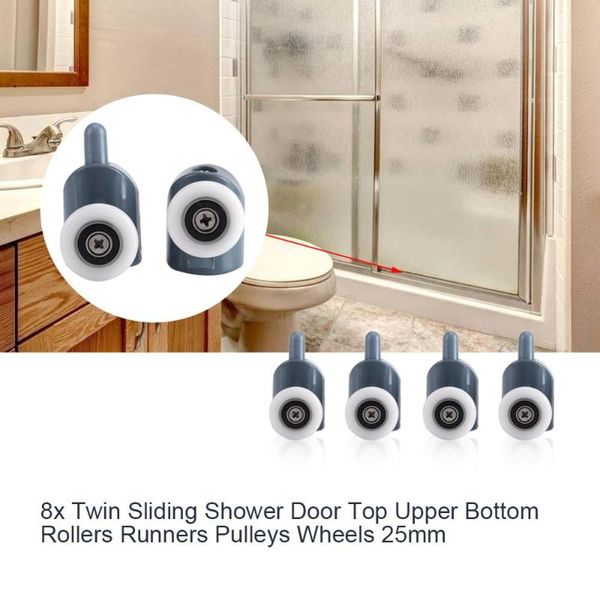 8 pièces/ensemble simple ou Double roue Double bas haut douche porte rouleaux salle coulissante cabine rouleau poulies roues autre matériel