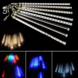 8 pièces ensemble chute de neige LED bande lumière noël pluie tube météore douche pluie lumière LED Tubes ue US royaume-uni AU prise AC 100V-240V229y