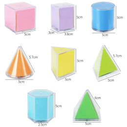 8PCS / Set Transparent 3D Montessori Solids géométriques Modèle Enseignement détachable Aides visuelles Volume Forme Toy Math Education E éducation