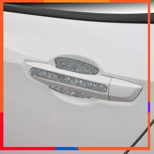 8 unids/set Universal diamante manija de puerta de coche pegatina protección de manija de coche Bling accesorios de coche para niña mujer decoración de coche