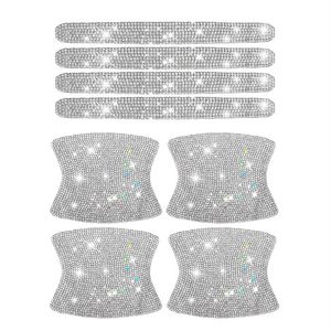 8 STUKS Set Universele Diamant Auto Deurklink Sticker Bescherming Bling Auto Accessoires Voor Meisje Vrouw Decoration230z