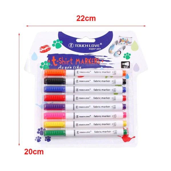 8pcs / ensemble étanche de couleur de couleur marker de tissu stylo peinture textile stylo bricolage artisanat t-shirt pigment outils de peinture art graffiti dessin