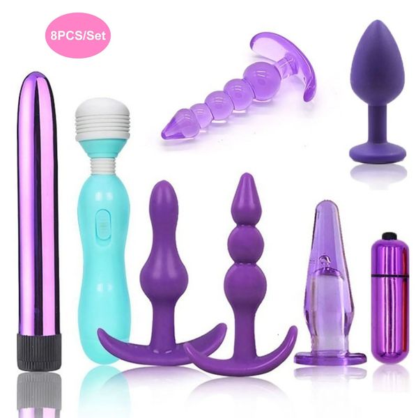 8Pcs Sex Toys pour femmes menottes pour session Plug anal Vibrateur femelle BDSM accessoires érotiques sexulaes jouets pour adultes 18 240117