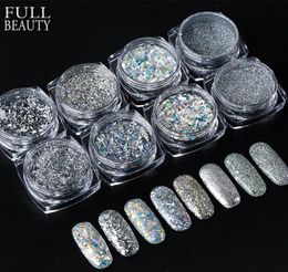 8pcs Sparkly ongles paillettes holographiques nail art paillettes Décorations de flocons pour la manucure Pigment pigment Chory5506136801249