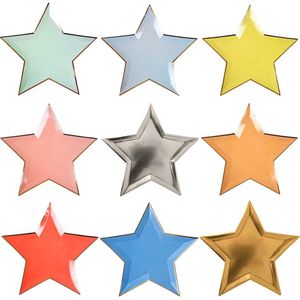 8pcs Star Silver Gold Foil Plates Paper Paper Party de Nochevieja Vigilete brillante Starel Jazzy Star Surting