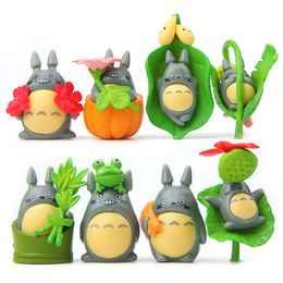 Figurines d'action du film Totoro, feuille Oh-Totoro, Mini jouets en résine, Artwares, décorations de gâteau, 3.4-3.8cm/1.3-1.5 pouces de hauteur, 8 pièces