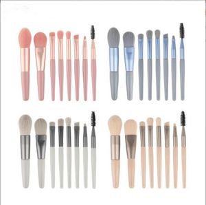 8 -stcs reismake -up borstels kit mini cosmetische borstels voor gezicht foundation blush oogschaduw houten handvat synthetisch borstel