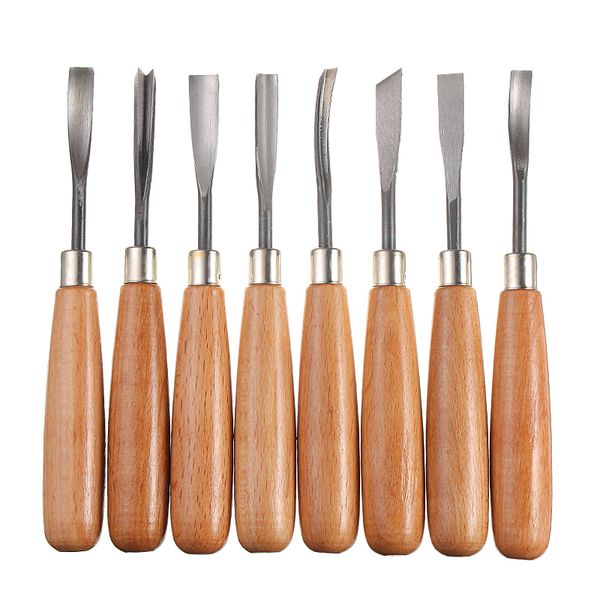 8pcs outils de sculpture en bois à deux styles épluchant la sculpture sur bois Chisel Woodworking Cutter Woodpecker Tool à main DIY Tool à main