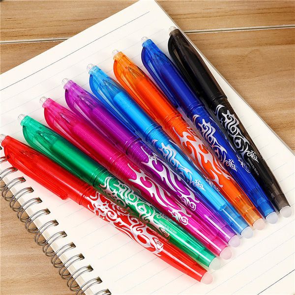 8 pièces stylo Gel effaçable à Grain de bois avec gomme 0.5mm papeterie d'écriture d'encre colorée pour enfants cadeau école bureau outils de dessin créatifs