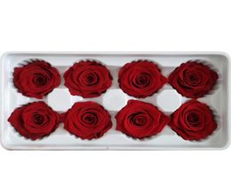 8pcsbox fleurs conservées de haute qualité Fleur Immortale Rose 5 cm de diamètre Mothers Dony Gift Eternal Life Flower Material Box8612599