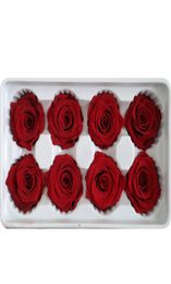 8pcsbox fleurs conservées de haute qualité fleur Rose immortelle 5 cm de diamètre Gift de la fête des mères éternelle matériau de fleur