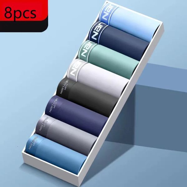 8PCSLOT Boxers Mens Underwear Boxer Mens Ice Silk Boxer Shorts masculins transparents sexy sous-pants xl-4xl 240425