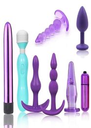 8pcslot Silicone Perles Plug Anal G Spot Vibrateur Anus Masseur Adulte Sex Toys Pour Hommes Femmes Clit Stimulation Sexe Produit Ensemble Y2016727912
