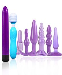 8 stuks set volwassen producten sex vibrator g-spot vagina massager siliconen anale kralen plug anale stimulator vrouwen mannen volwassen seksspeeltjes y2009860672