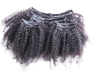 8pcsset Afro Kinky Krullend Golf Menselijk Haar Clip In Hair Extensions 10quot24quot Natuurlijke Kleur 100gSet Clip In Menselijk Haar Exte2223998
