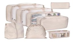 8Pcsset sacs de rangement de grande capacité pour l'emballage Cube vêtements sous-vêtements cosmétique voyage organisateur sac trousse de toilette 2201258841232