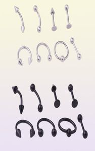 8PCSSet roestvrij staal barbell helix lob tong buikneus ringen bal punk helix rook tragus septum lip wenkbrauw body piercing3522431