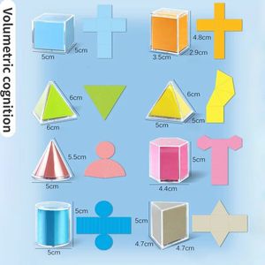 8pcsset Transparante Geometrische 3D Volume Vorm logische Montessori Speelgoed Stapelen Spel Wiskunde Educatief Speelgoed voor Leeftijden 2 Kinderen 240131