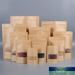 8Taille Kraft Papier Sac Alimentaire Barrière D'humidité Sacs Scellant Poche Alimentaire Emballage Sacs Réutilisable En Plastique Avant Transparent Sacs Qualité