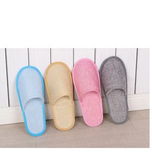 8styles Disposable Slippers Hotel SPA Home Guest Shoes Anti-slip Cotton Linen Slippers Comfortable Breathable Soft One-time Slipper C211