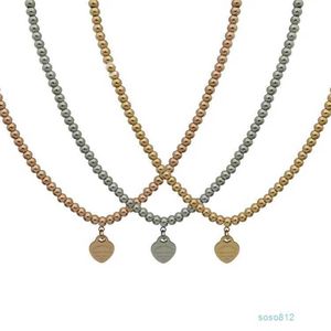 Boule de mariage en forme de cœur de pêche 8v16, bijoux de noël en or/argent/rose, collier de perles, boîte de marque complète Y63g 42OH