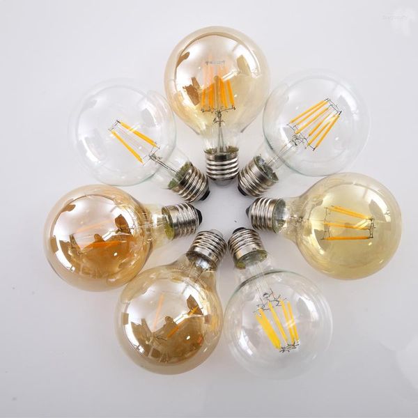 Lámpara LED de 8W G80, bombilla atenuadora transparente ámbar E27 110V 220V, bombillas de filamento Edison Vintage para decoración del hogar