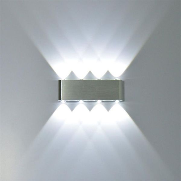 Apliques de pared LED rectangulares modernos de 8W, lámpara de aluminio de alta potencia, 8 luces LED de pared arriba y abajo, luz de punto para escalera, 2 piezas 260Q
