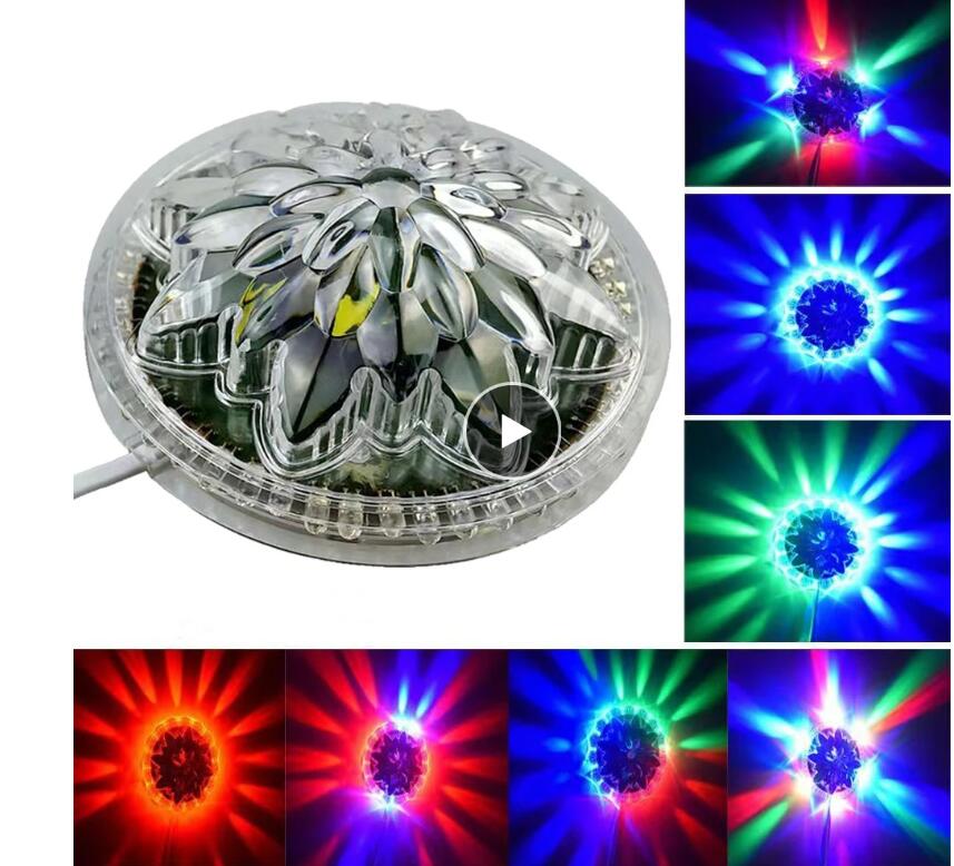 8W RGB Sunflower Rotating Laser Projector Lighting Disco Wall Stage Light Bar DJ Sound Background Christmas Party Lamp