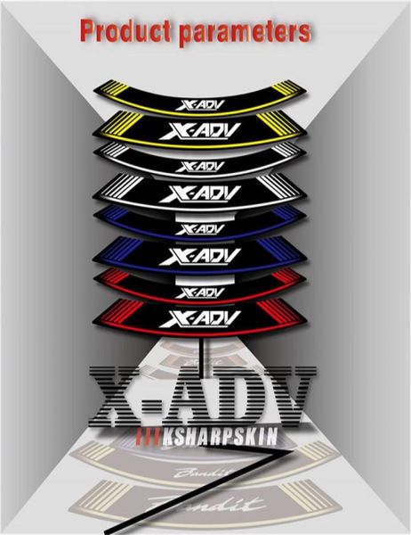 Autocollant de pneu de moto 8X, autocollant décoratif réfléchissant de personnalité, feuille de roue de mode pour honda XADV xadv xadv7506395096
