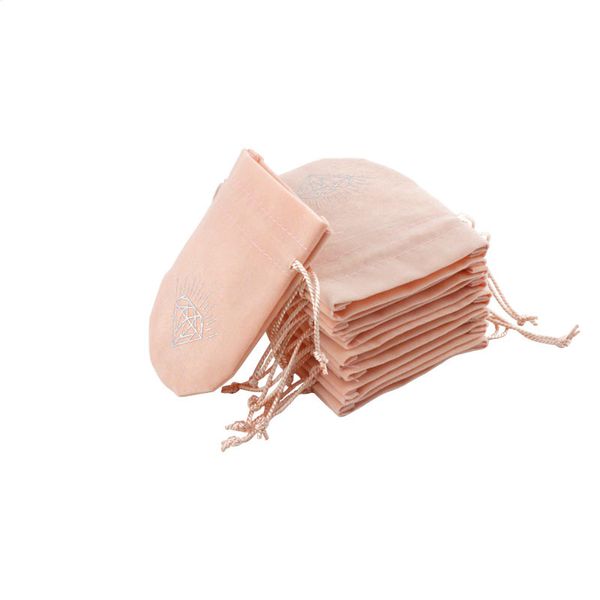 Petits sacs à cordon en velours rose vif 8x10cm, pochettes d'emballage cadeau pour bijoux, breloques, sac cadeau en velours mignon pour faveur de mariage