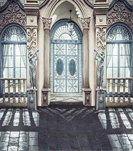 8x10ft Europese architectuur romantische bruiloft fotografie achtergronden heldere ramen marmeren vloer vintage kasteel studio foto booth backdrop