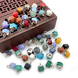 8x11mm Polygon Plating Edge Natural Crystal Stone Charms Rozenkwarts Hangers Trendy voor het maken van sieraden Groothandel