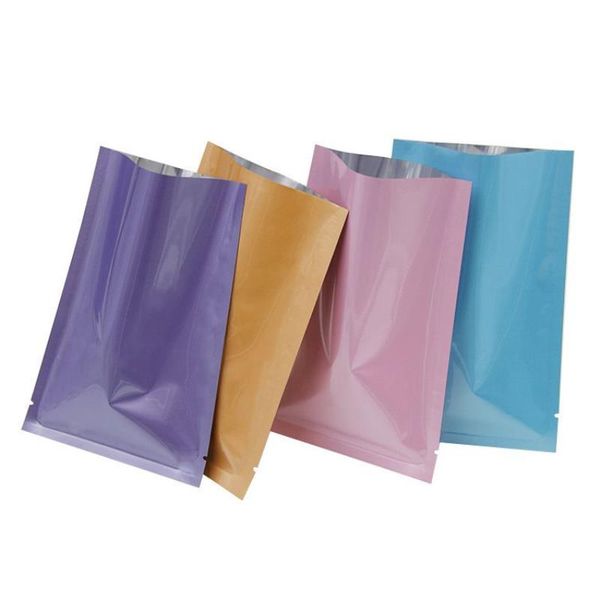 8x12 cm 100 unids Sellado térmico Bolsas Mylar Abrir bolsas de embalaje coloridas Bolsa de paquete de vacío Bolsas de almacenamiento de té de humedad Srdtk