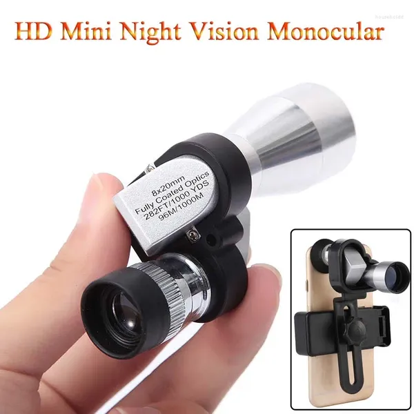 Mini telescopio portátil de bolsillo con Zoom Monocular HD, visión nocturna con poca luz, para exteriores, caza, acampada, montañismo, senderismo, observación de aves, 8x20