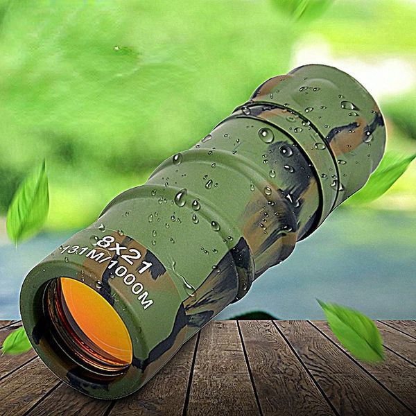 8x21 Telescopio monocular HD High Power Mini Pocket Potente Película Roja Película Roja Telescopio de visión nocturna baja para acampar al aire libre