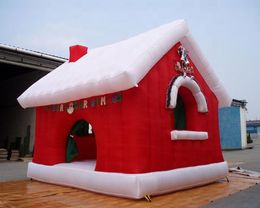 8x5x3.5mH (26x16.5x11.5ft) groothandel Hoge kwaliteit Kerst Opblaasbare Santa's Grotto/Kersthuis/Vakantiehut Tent voor buitendecoratie