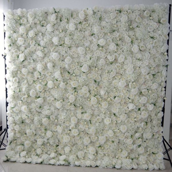 Mur de fleurs 3D créatif de qualité supérieure, 8x8 pieds, fait avec du tissu enroulé, arrangement de fleurs artificielles, décoration de fond de mariage, 252P